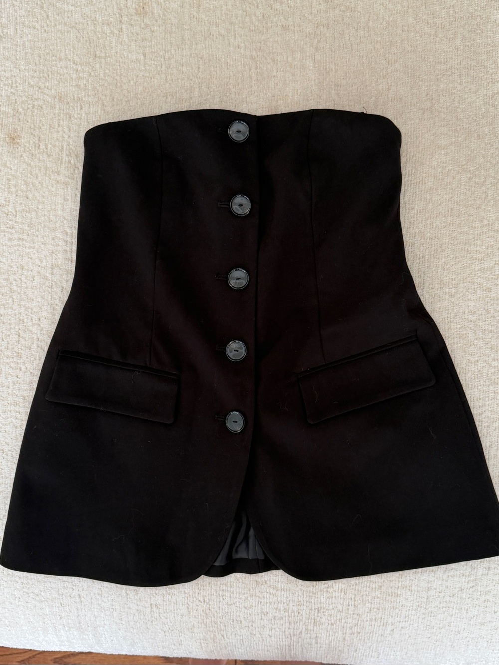 Zara Strapless Black Button-Front Bustier Top